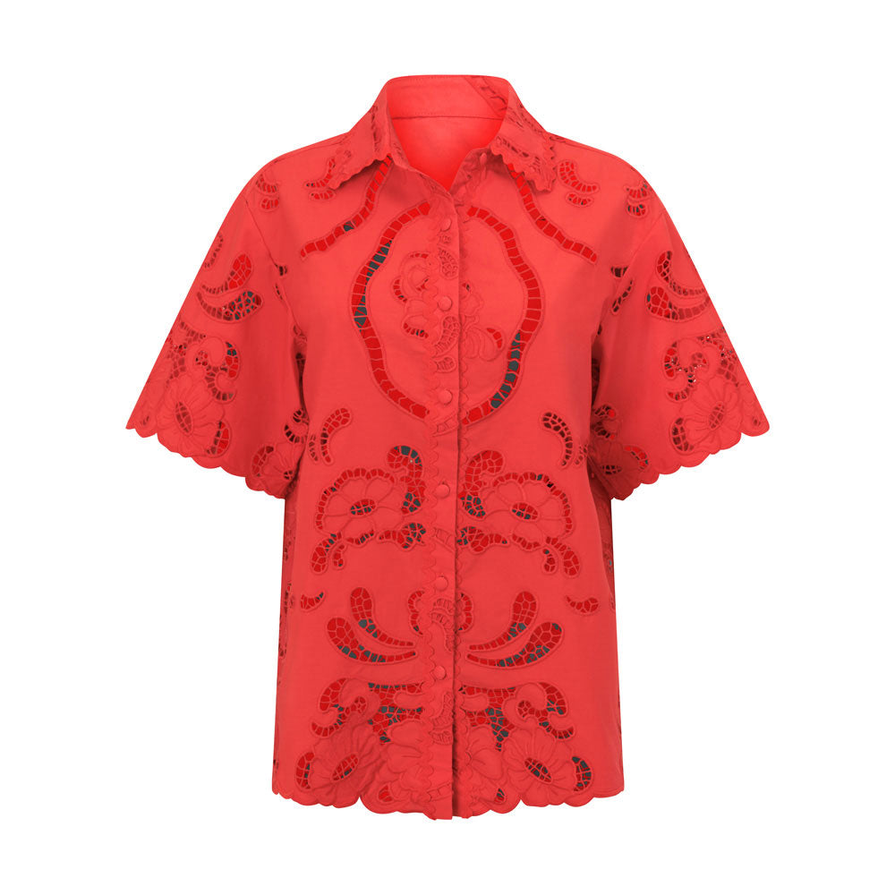 Resort '24 Luxury Cotton Broderie Poplin Florentina Boxy Top