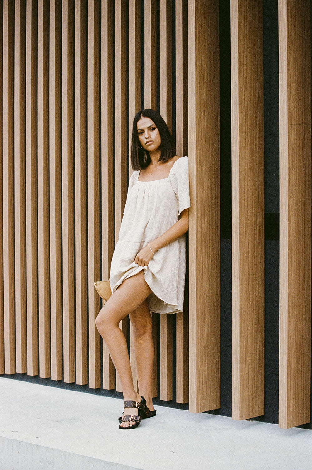 Sabo-Exclusive Natural Cotton Sandy-Hued Zima Vacation Dress