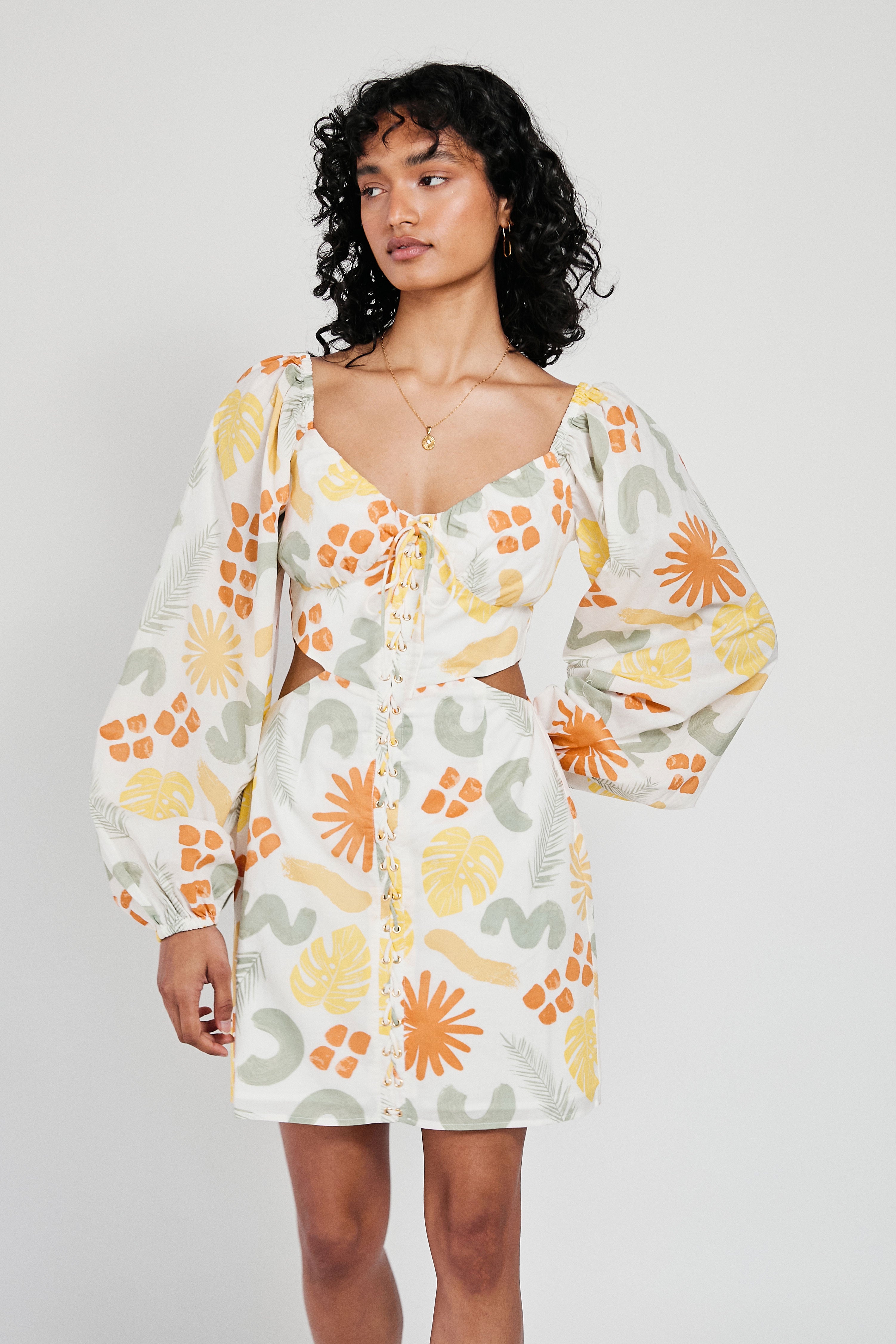 Unique Willa Desert Leaf Sample Dress with Faint Flaws
