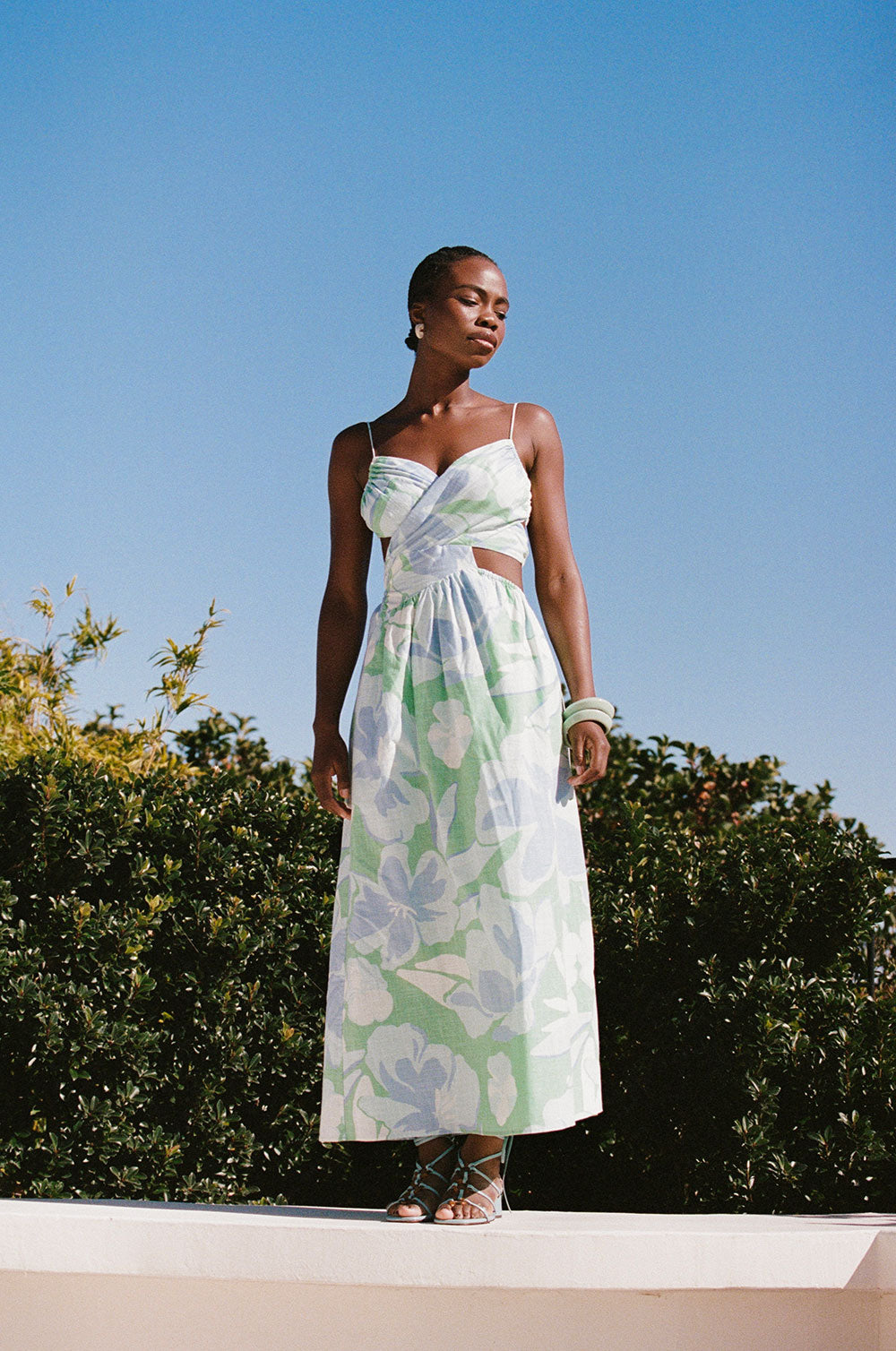 Unique Iris Spring Petals Midi Dress - One - of - a - Kind Sample