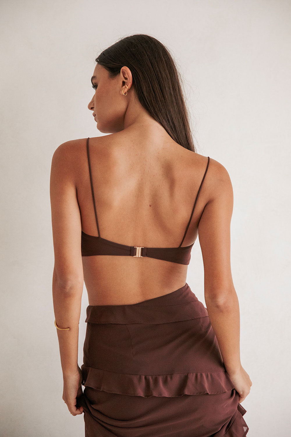 Exclusively Designed Chocolate Brown Sheer Chiffon Alyce Top