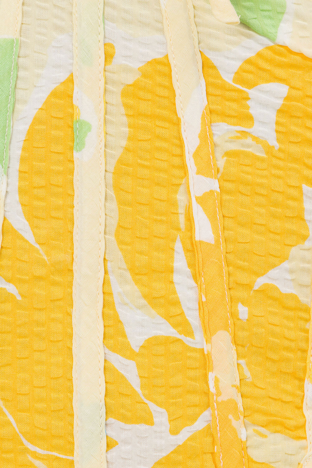 Exclusive Yellow Garland Print Natural Cotton Seersucker Piazza Top