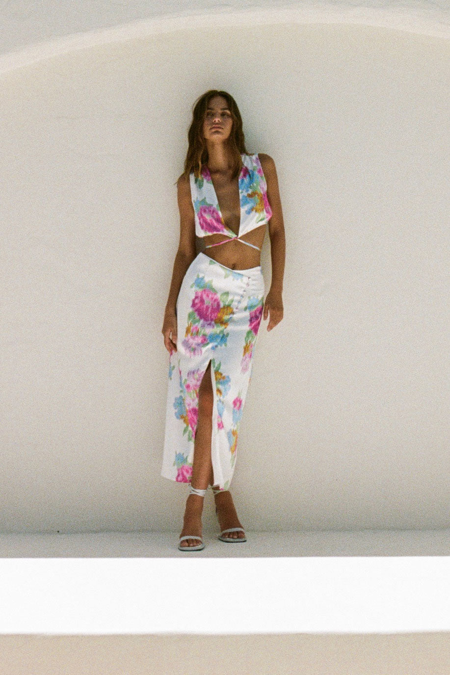 Exclusive Pink Cascade Print Marlow Women's Midi Wrap Skirt