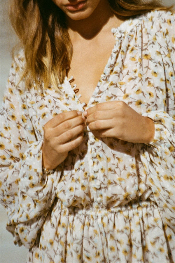 Elsa Floral Print Sunflower-themed Playsuit for Women