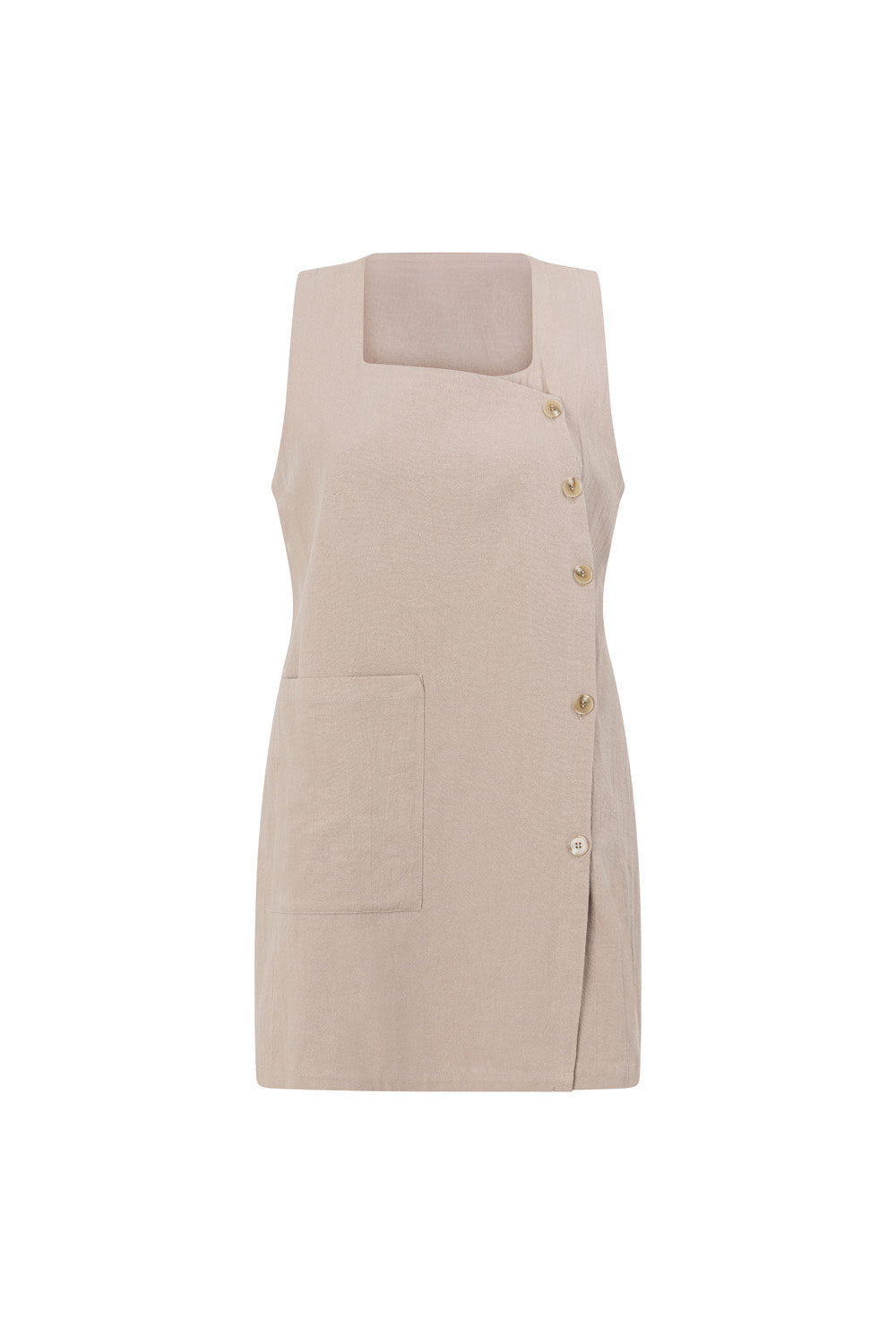 Stone-Hued Natural Cotton Slub Aida Dress for Everyday Wear