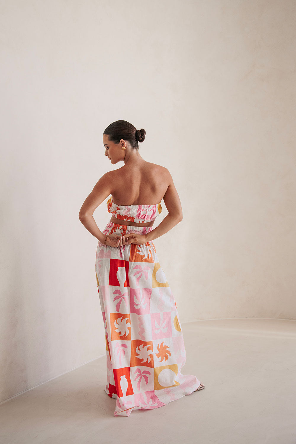 Sabo Exclusive Cooper Maxi Skirt with Palm Tile Fuego Print