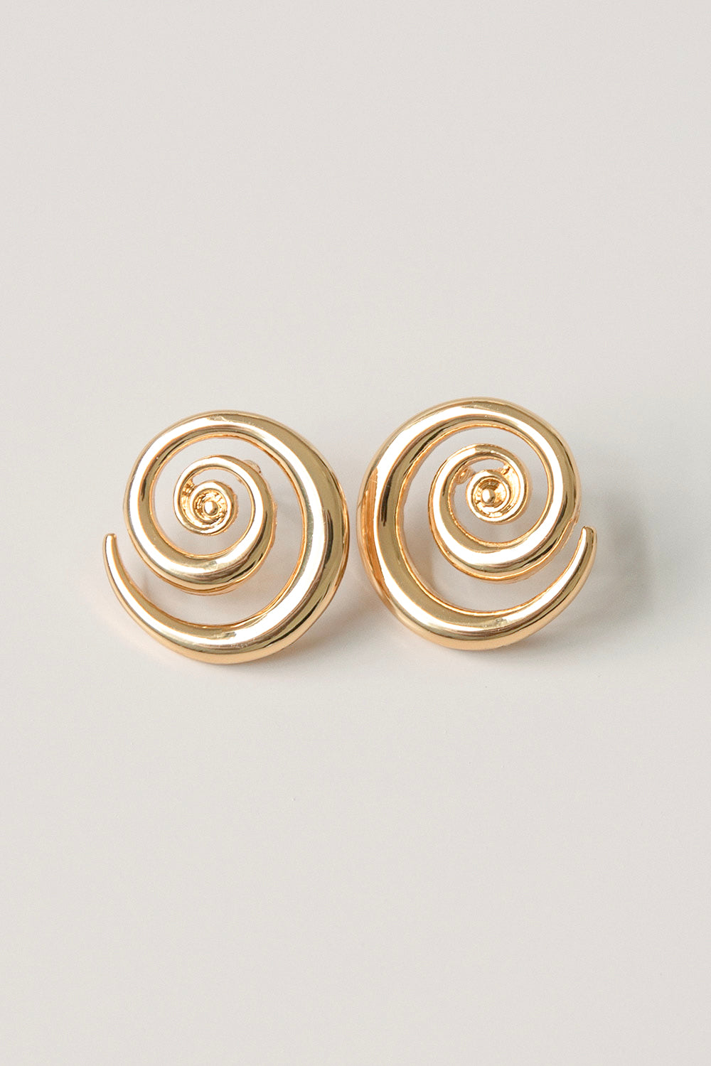 Stylish Gold - Toned Scarlet Geo Swirl Push - Back Closure Earrings