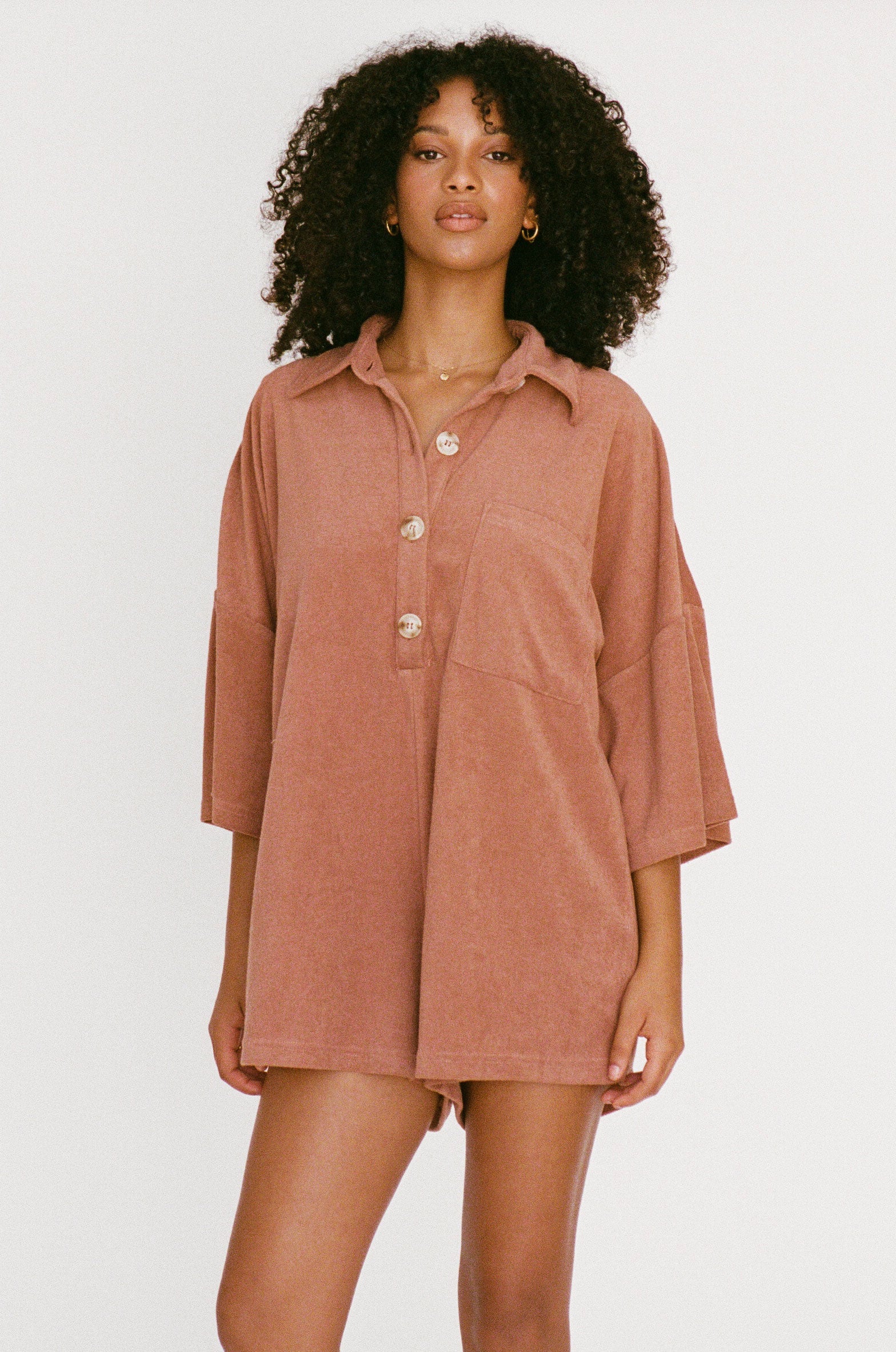 Sabo's Exclusive Milena Casual Playsuit in Toasted Biscotti Chocolate Color