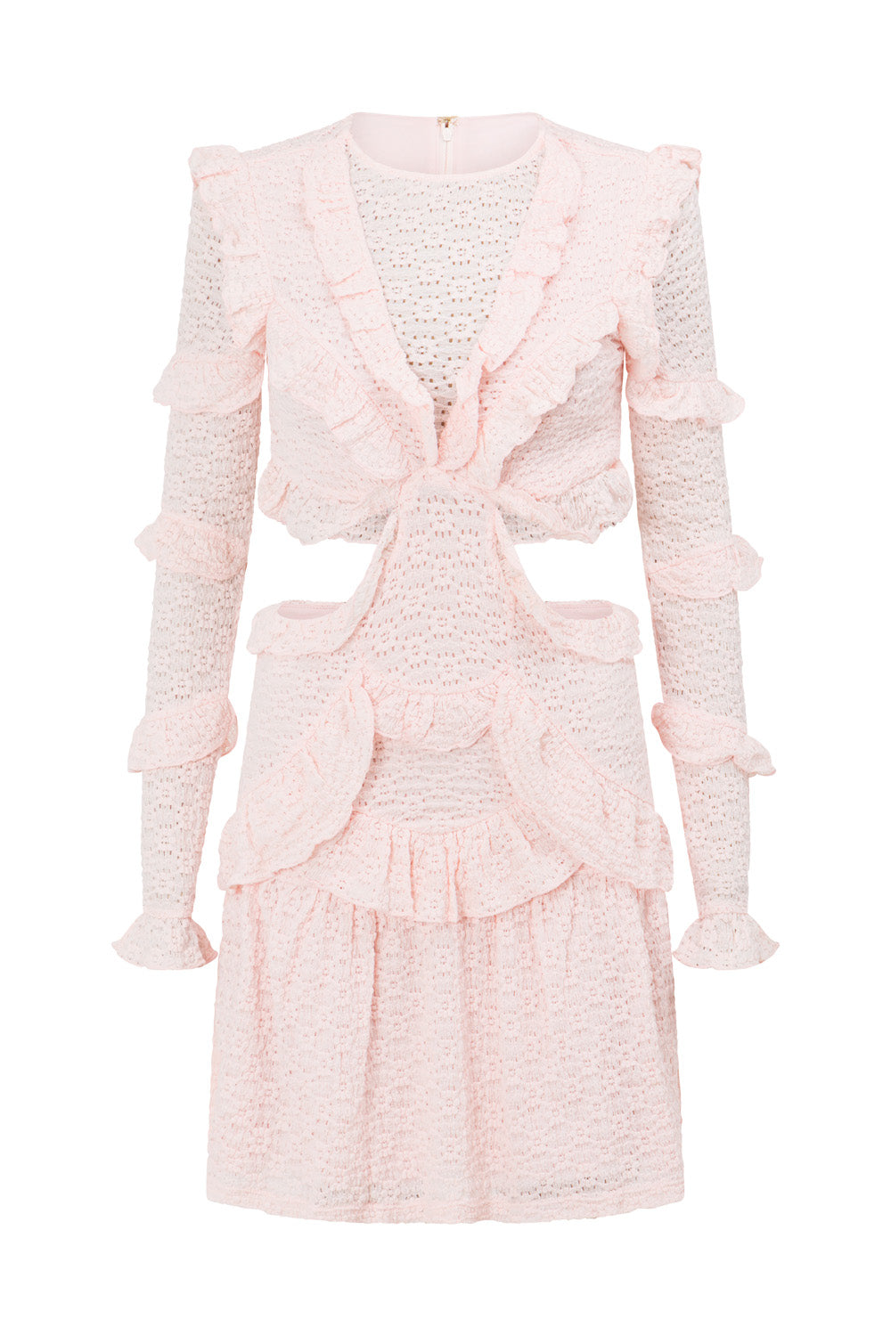 Sabo's Exclusively Designed Soft Pink Feminine Dara Frilled Evening Dress
