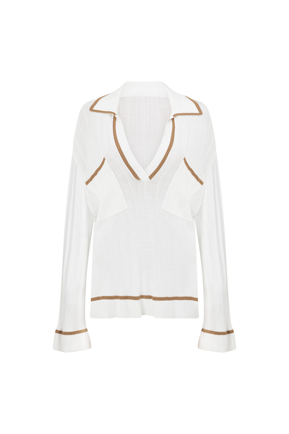 Stylish White Luxury Drop Needle Rib Adair Women's Top