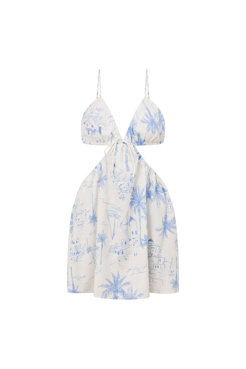 Sabo's Exclusive Santorini Print Toulouse Women's Mini Dress for European Summer