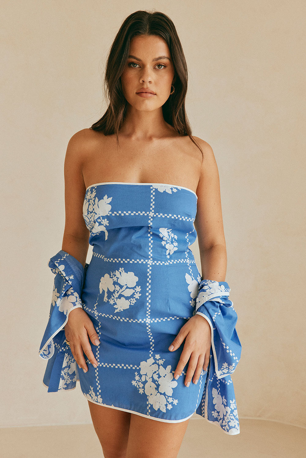 Unique Checkered Floral Amira Sample Dress