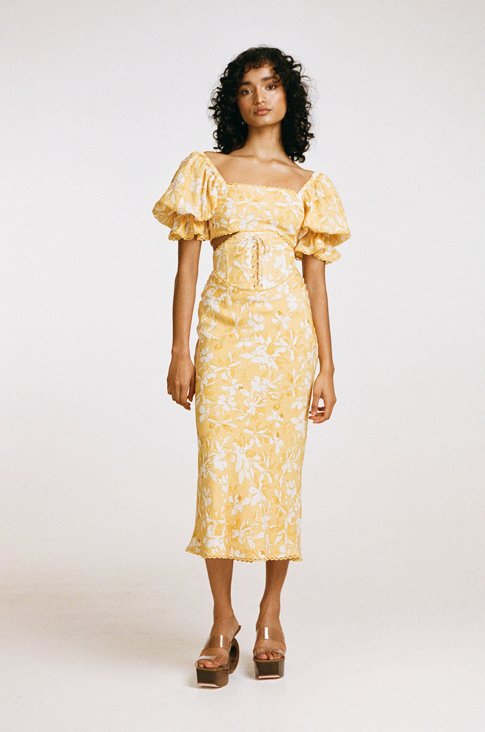 Luxurious Aurelie Floral Print Viscose Blend Marseille Midi Dress