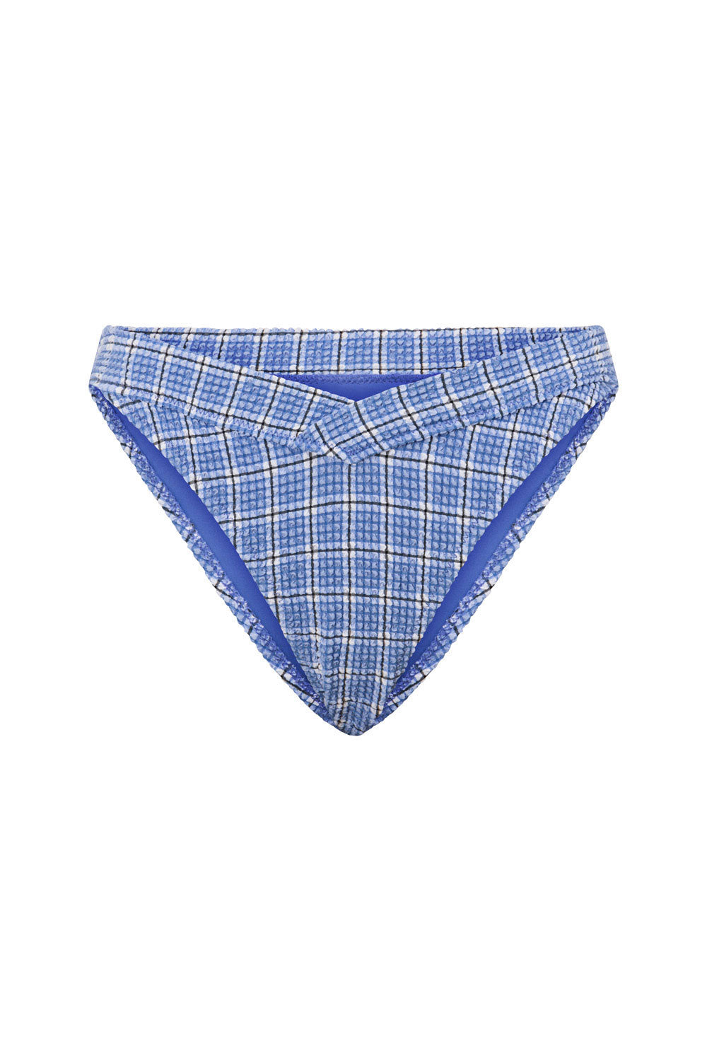High - quality Blue, Black and White Seersucker Chilli Bottom Swimwear