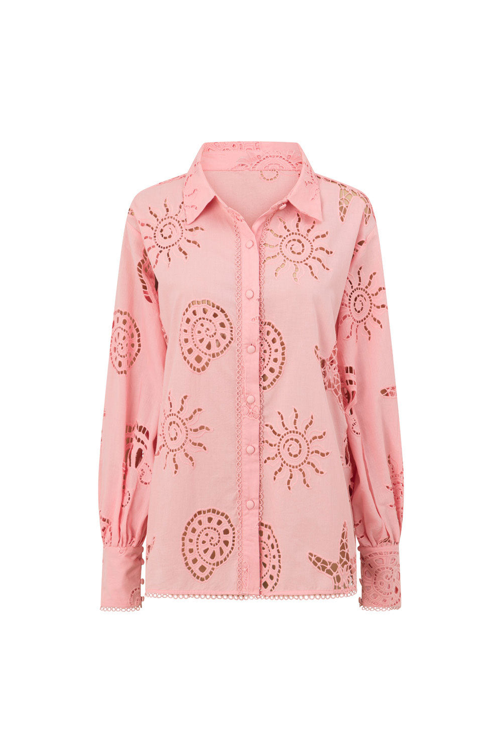 Carilo Rosa Coral Delicate Custom Cutwork Summer '25 Boxy Fit Top