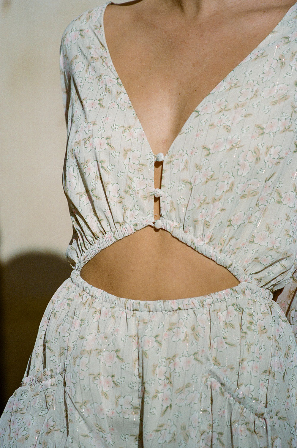 Lightweight Cream Floral Dharma Playsuit with Hibiscus Print
