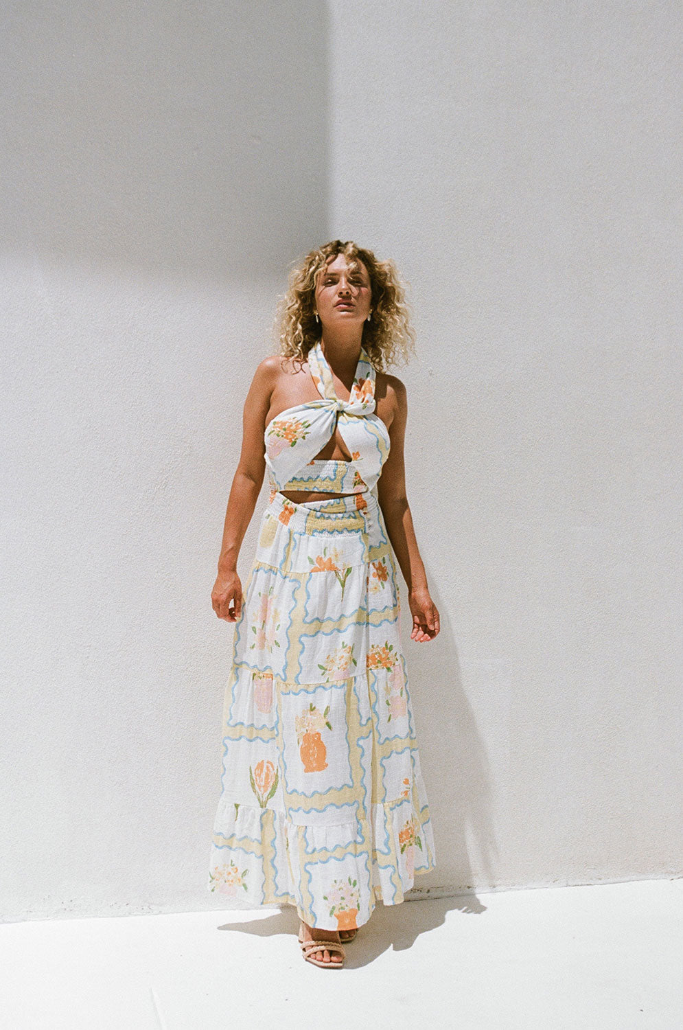 Unique Sample of Terese Flower Pots Print Dress - Women's Fashion