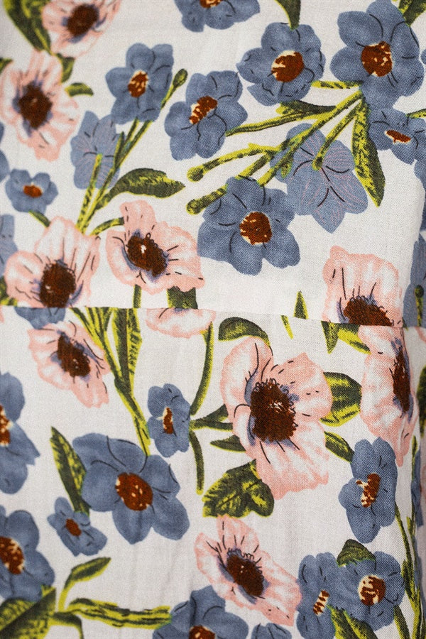 Lightweight Floral Print High Waisted Ruse Skirt for Resort Style