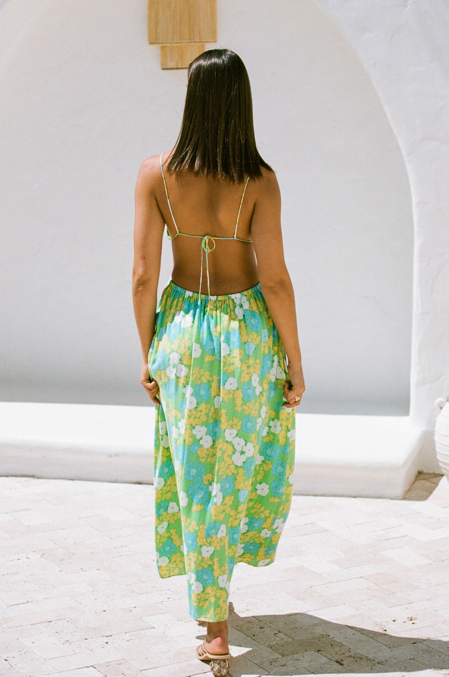 Women's Summer Tropical Print Backless Maxi Dress - Toulouse Bryony