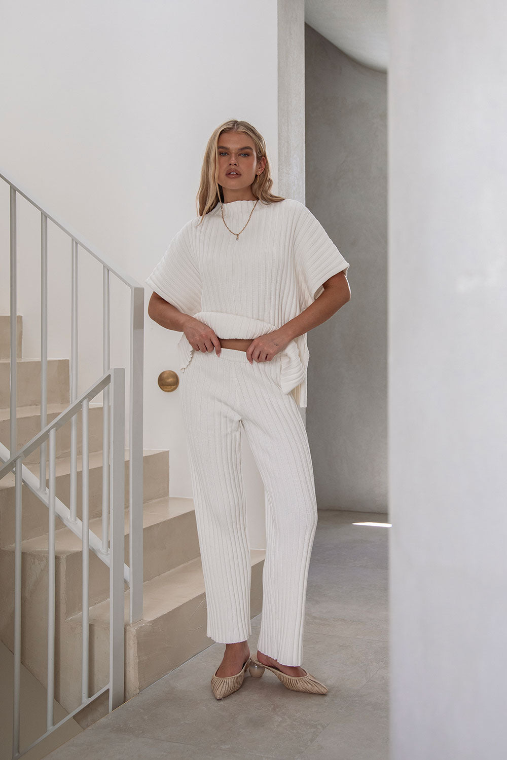 Exclusive White Celine Style Pants - One-of-a-Kind Sample