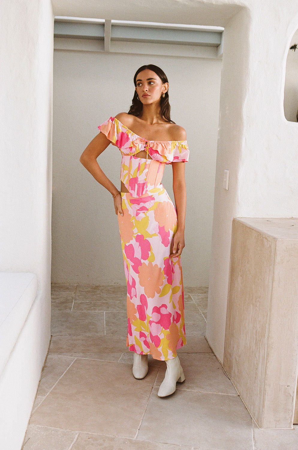 Exclusive Nectar Floral Rhylee Off - Shoulder Top