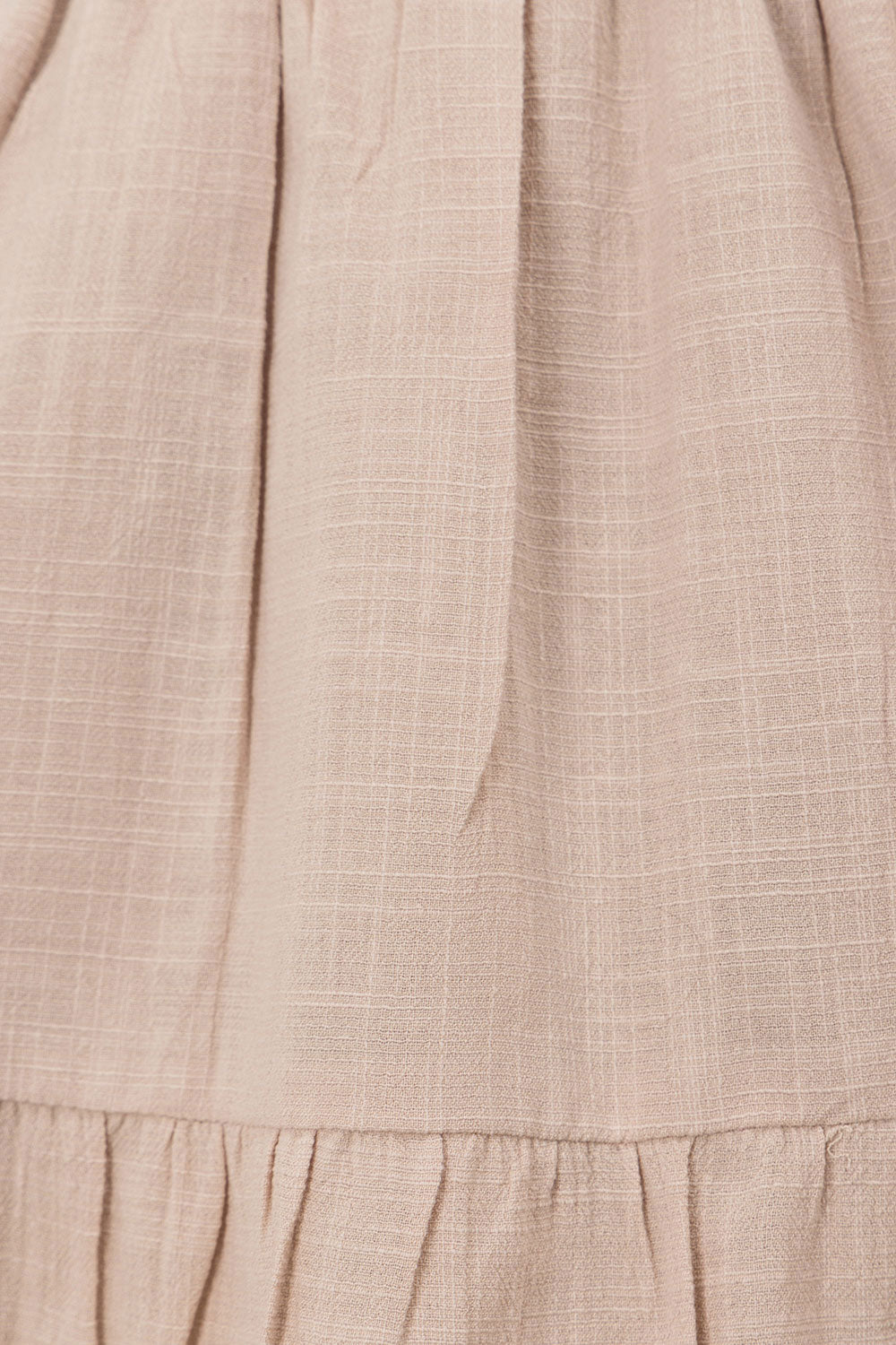 Beige Textured Cotton Blend Strapless Alaria Summer Dress