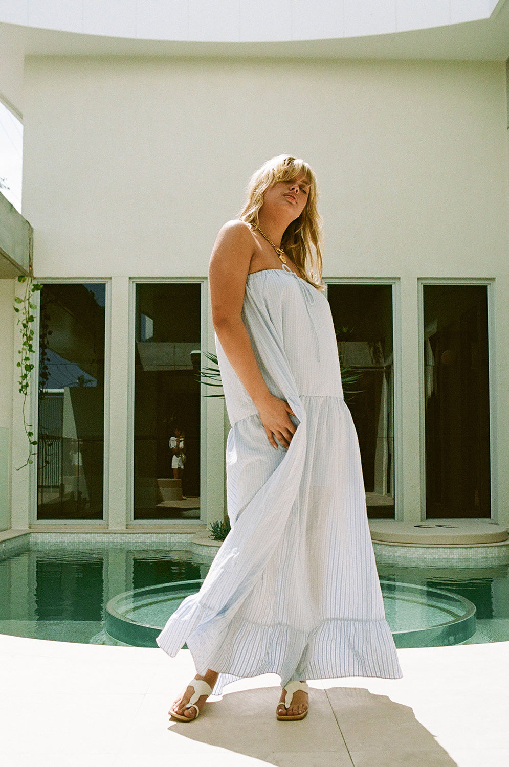 Sabo's Exclusive Lightweight Blue Bella Strapless Maxi Dress