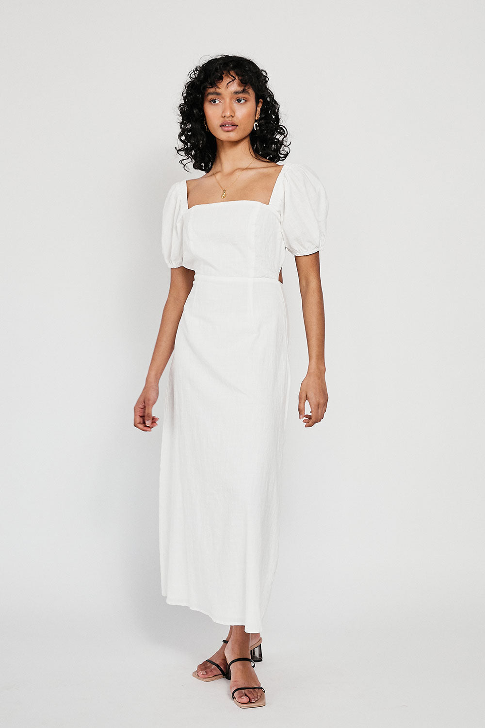 Backless White Samah Midi Dress for Women