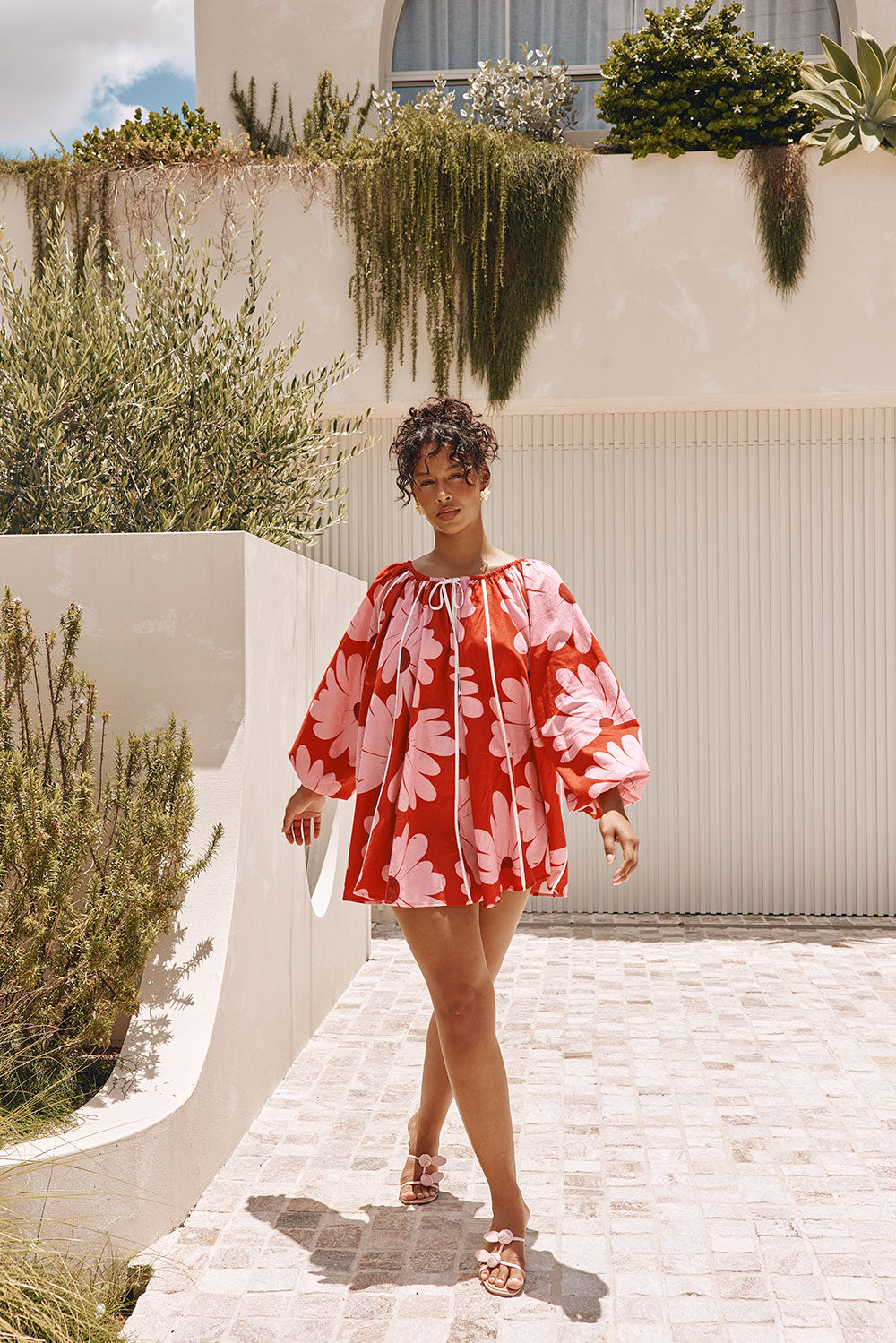 Stylish Veronica Mini Dress in Exclusive Daisy Red Print