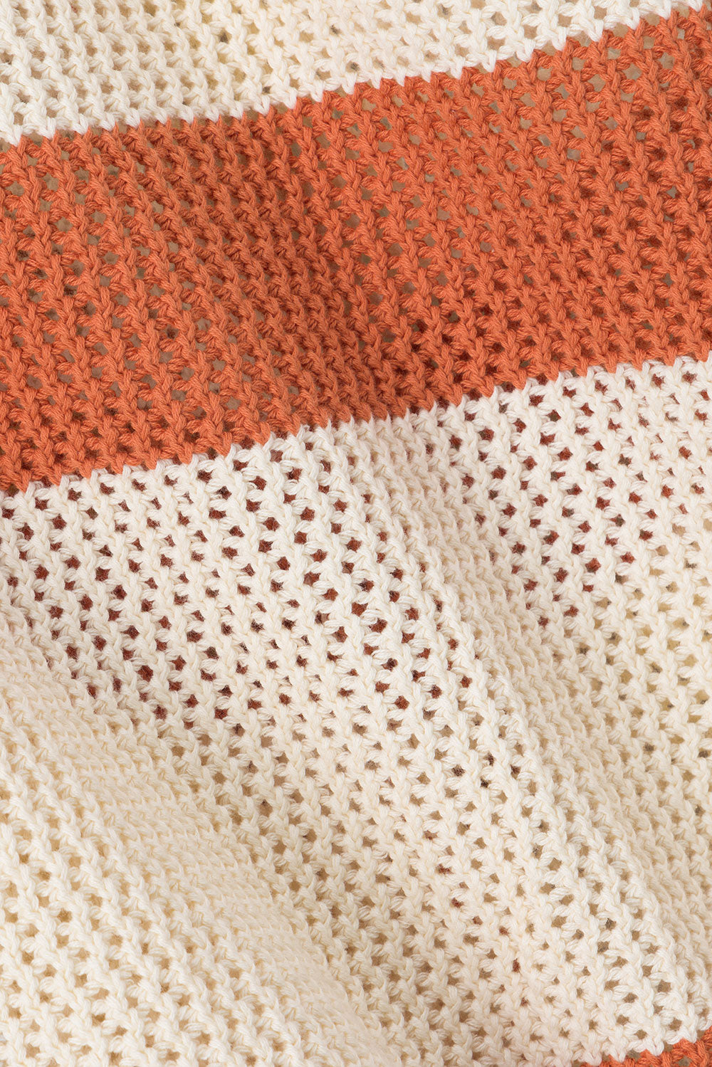Exclusive Sabo Designed Cream and Burnt Orange Loose Cotton Knit Women's Nantes Top