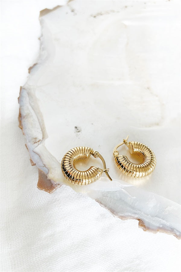 Stylish Gold-Toned Gaia Coil Hoop Earrings for Fashionable Stacking