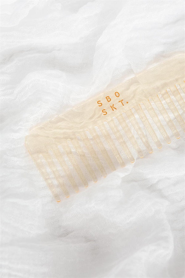 Stylish Transparent Yellow Acrylic Hair Comb with Gold SBO SKT Detailing
