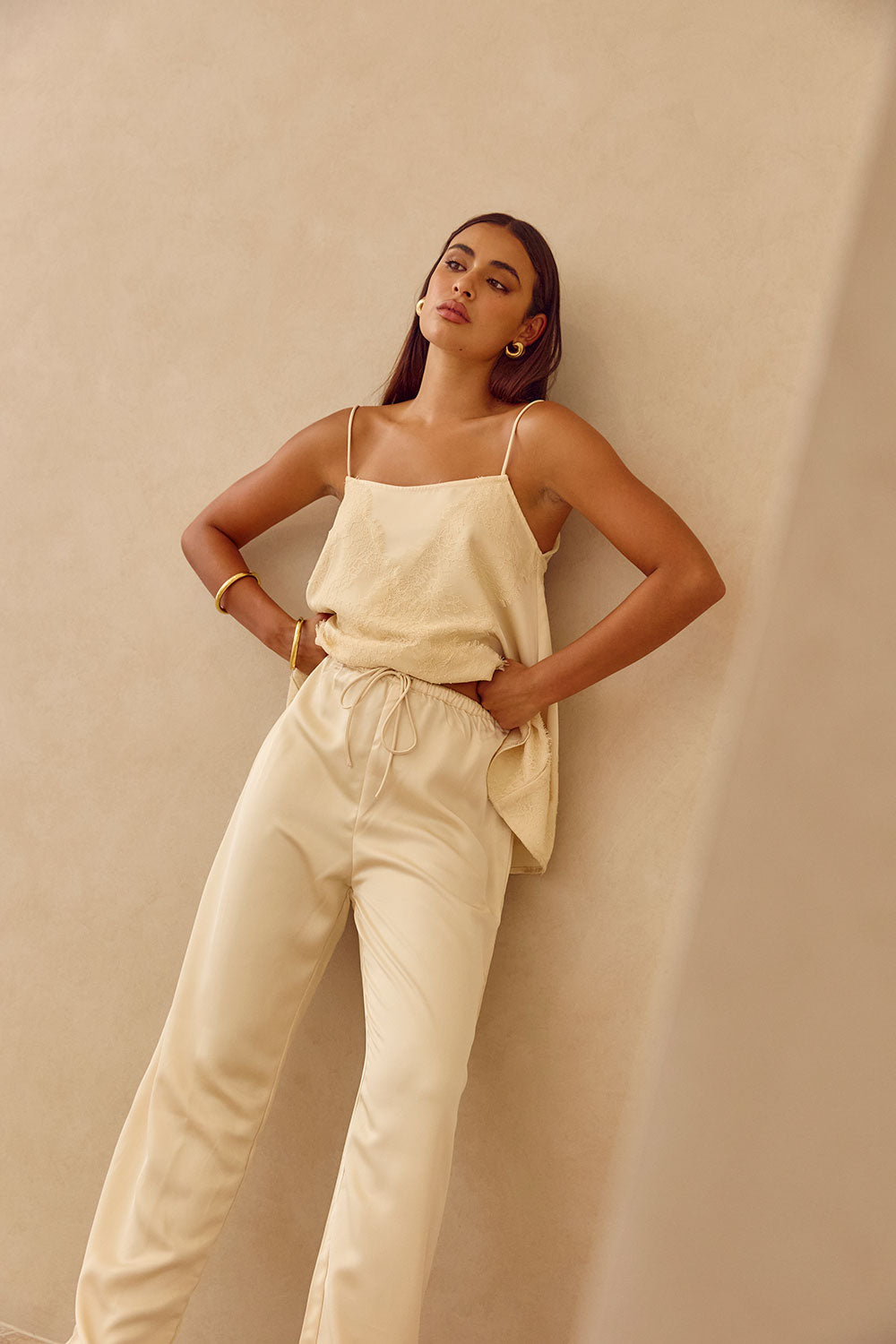 SABO x Kayla Boyd Collection Kehlani Women's Wide - Leg Silk Pants