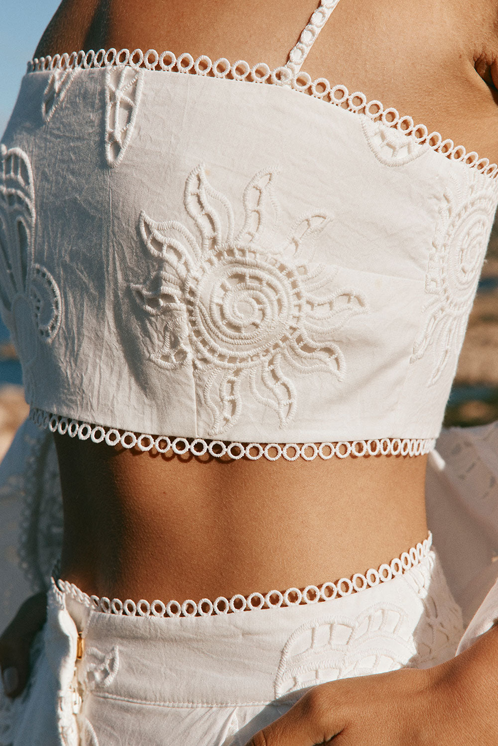 Unique Nissi Top in Coral and White Color Scheme - Exclusive Sample