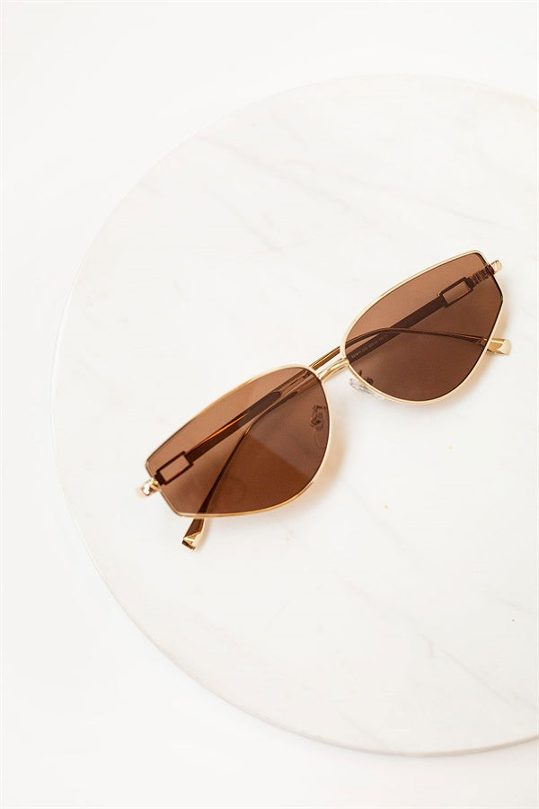 Stylish Gold-Toned Shady Sunglasses with Brown Lenses for Summer