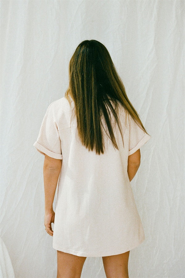 Unique Cosy Musk-colored PJ Shirt Dress - Ideal for XS Size