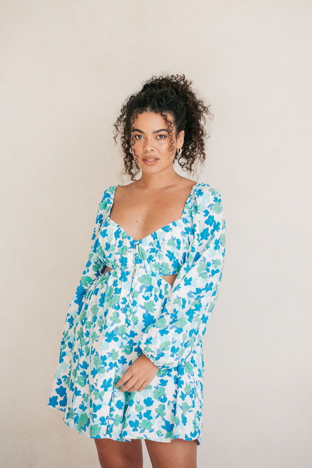 Unique Brushed Floral Backless Florian Dress