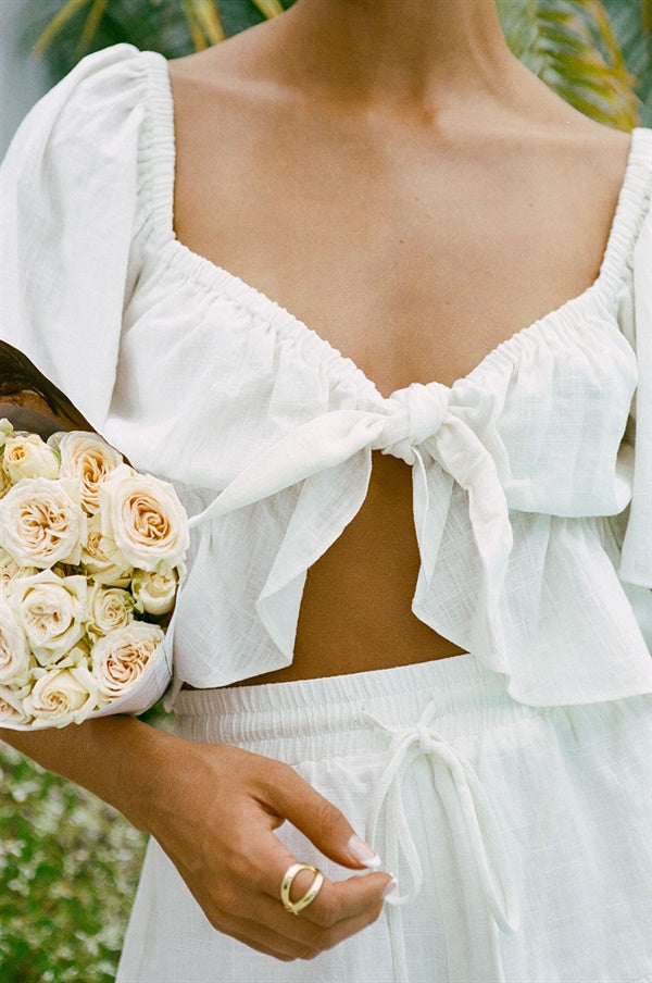 Sabo's Exclusive Allura Cropped Top in Light Cream White