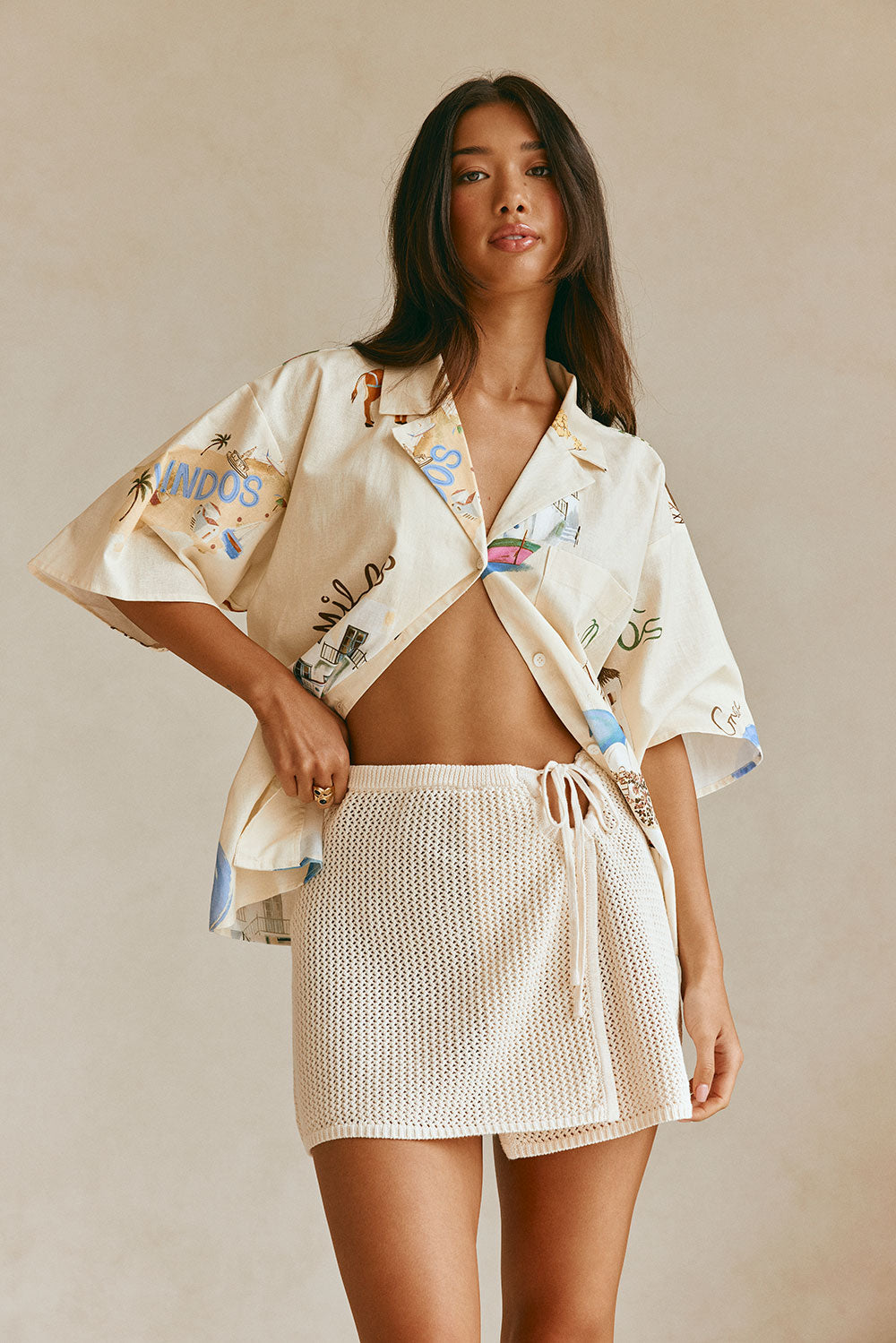 Vanilla-colored Priya Summer Cotton Knit Skirt - A Fashionable Must-have