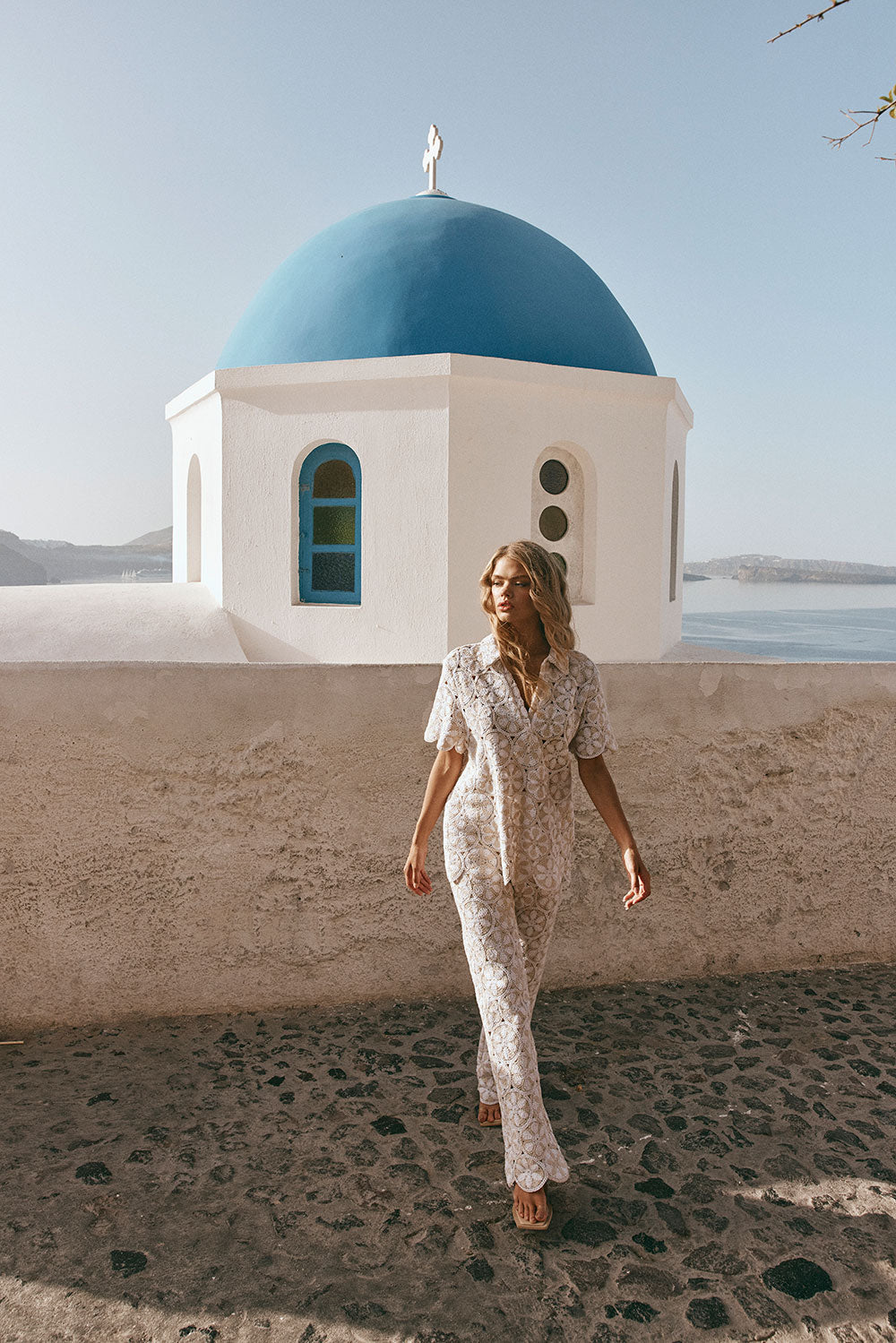 Ivory Kalila Cotton Crochet Women's Pants from Resort 2024 Collection