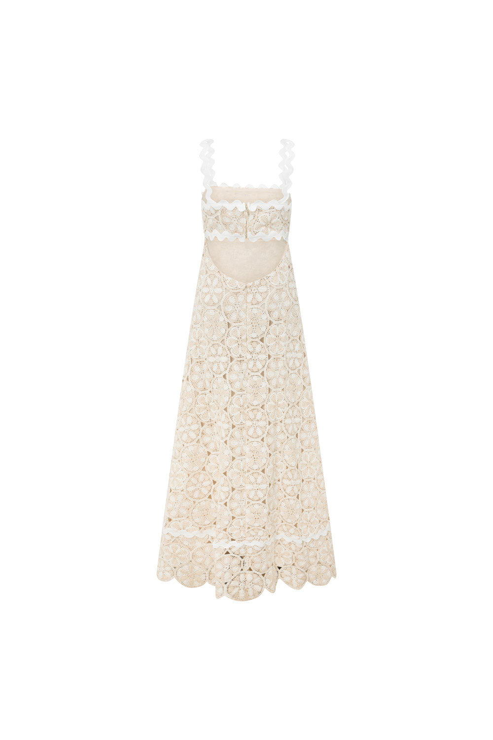 Dalton Cream and White High - quality Cotton Crochet Maxi Dress