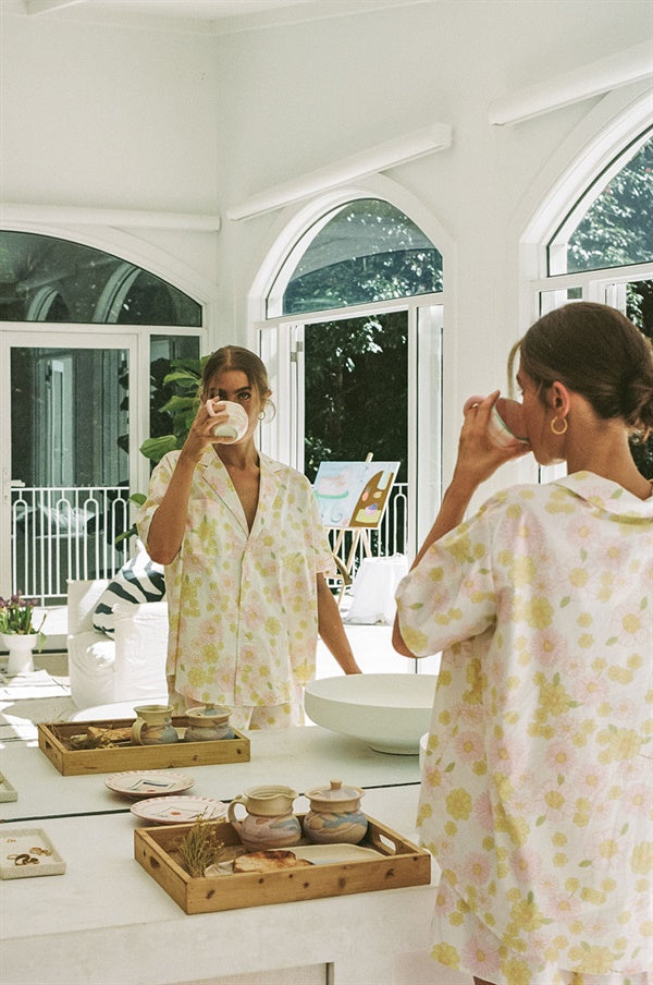 Floral Printed Siesta Pajama Set - Ideal Sleepwear for Relaxing