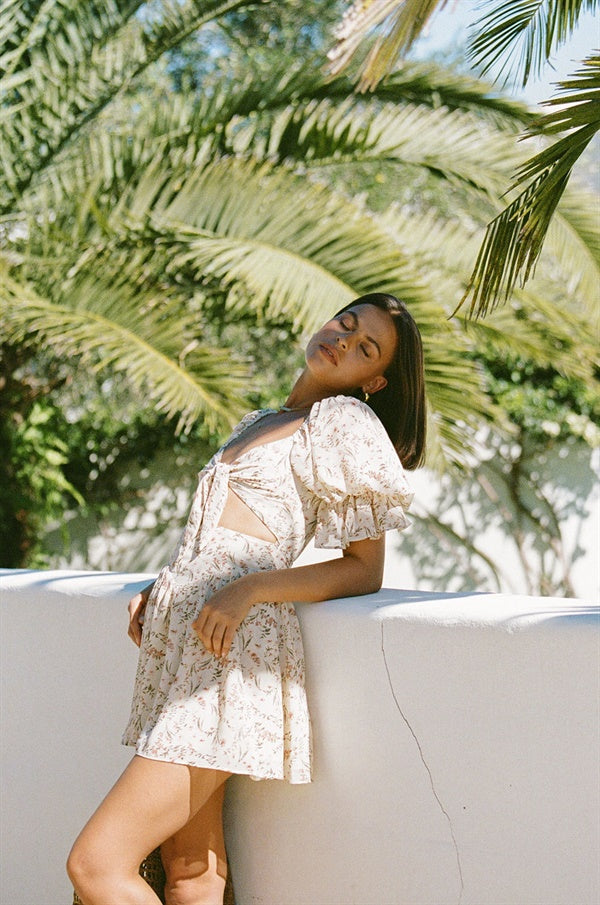 Summer-Inspired Catalina Floral Print Lightweight Cream Dress