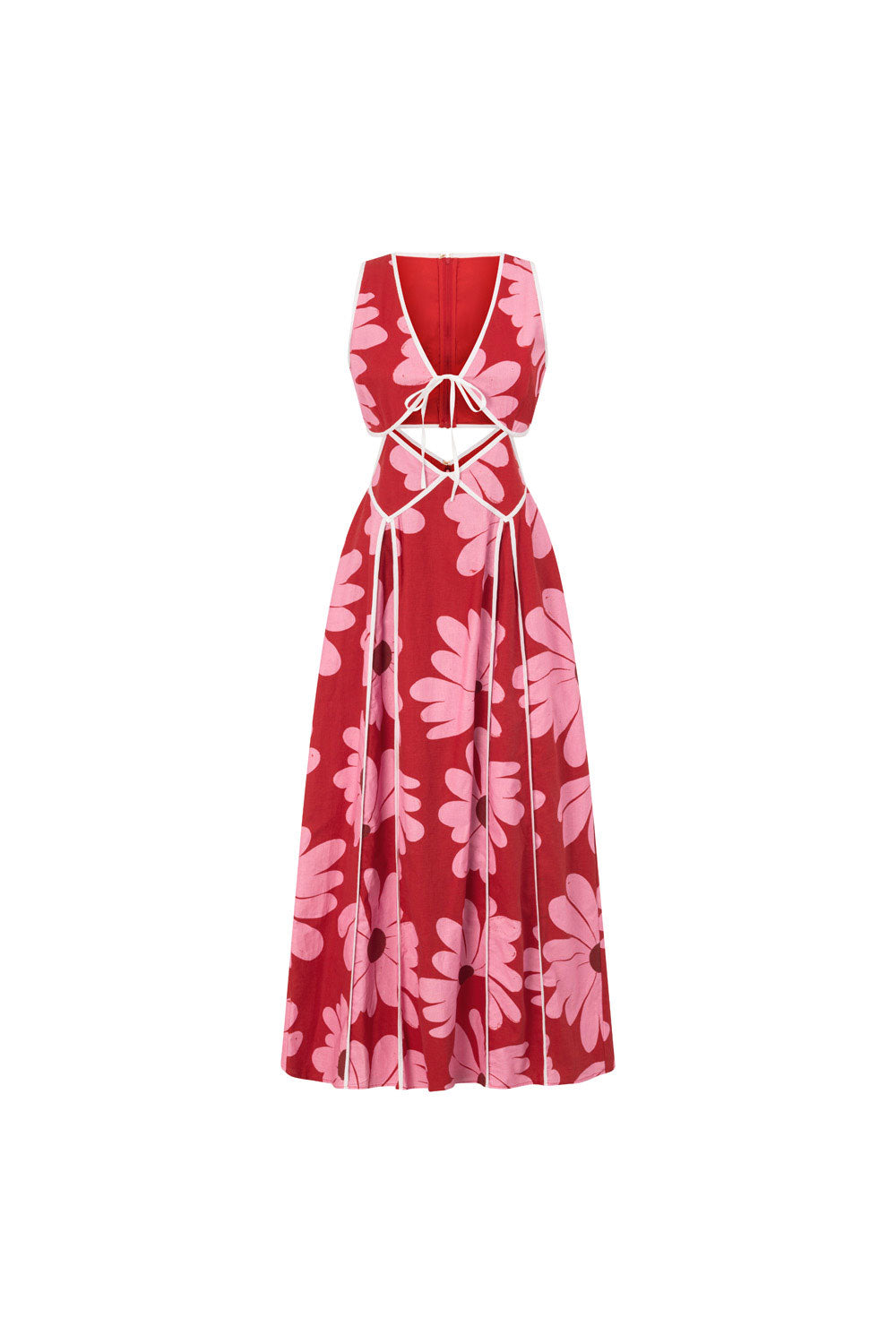 Sabo's Exclusively Designed Women's Daisy Red Calandra Maxi Dress