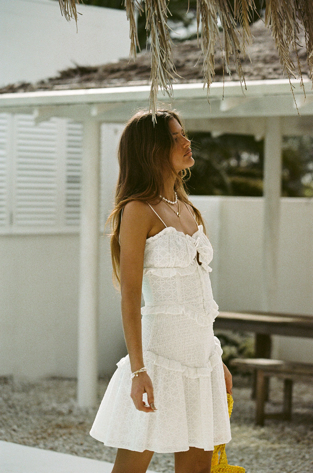 Exquisite White Diamond - Embroidered Matius Cami Dress for Stylish Outings