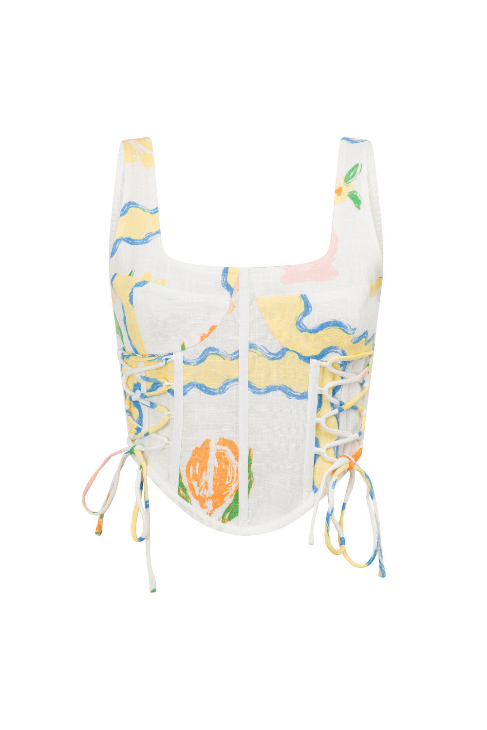 Exclusive Flower Pots Print Natural Cheesecloth Taleah Top