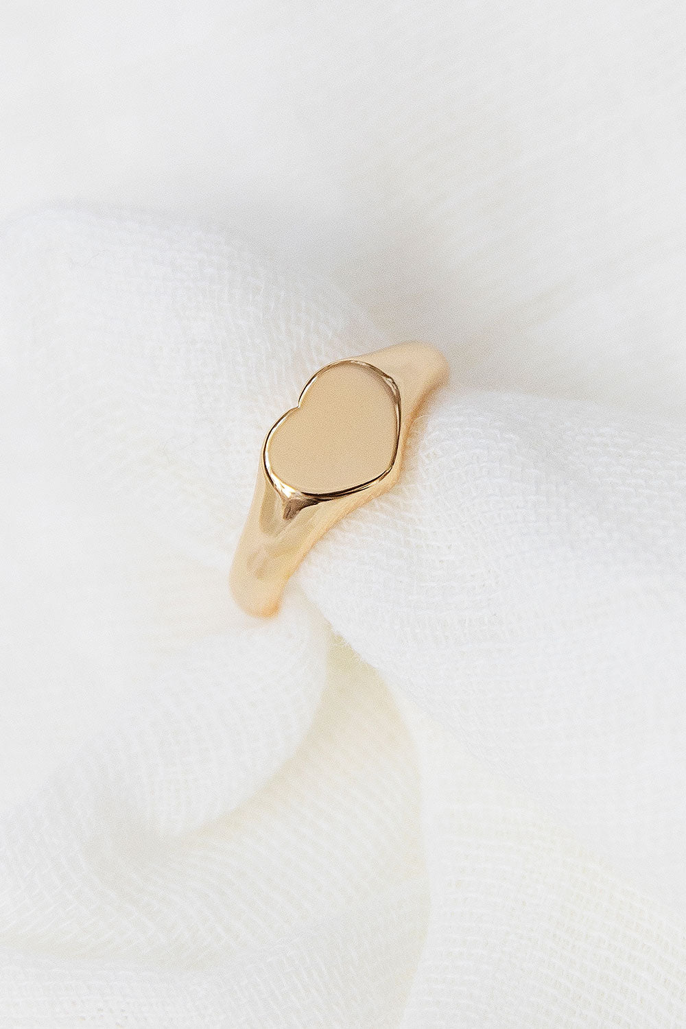Charming Gold-Toned Amore Ring with Flat Heart Detail