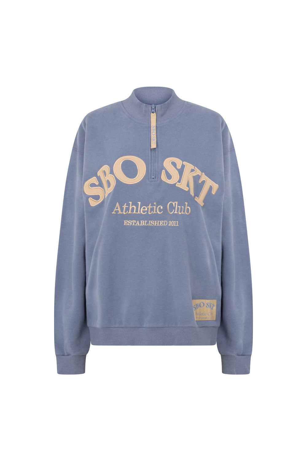 Dusty Blue High - Quality Cotton Blend Fleece - Lined Montpellier Sweater