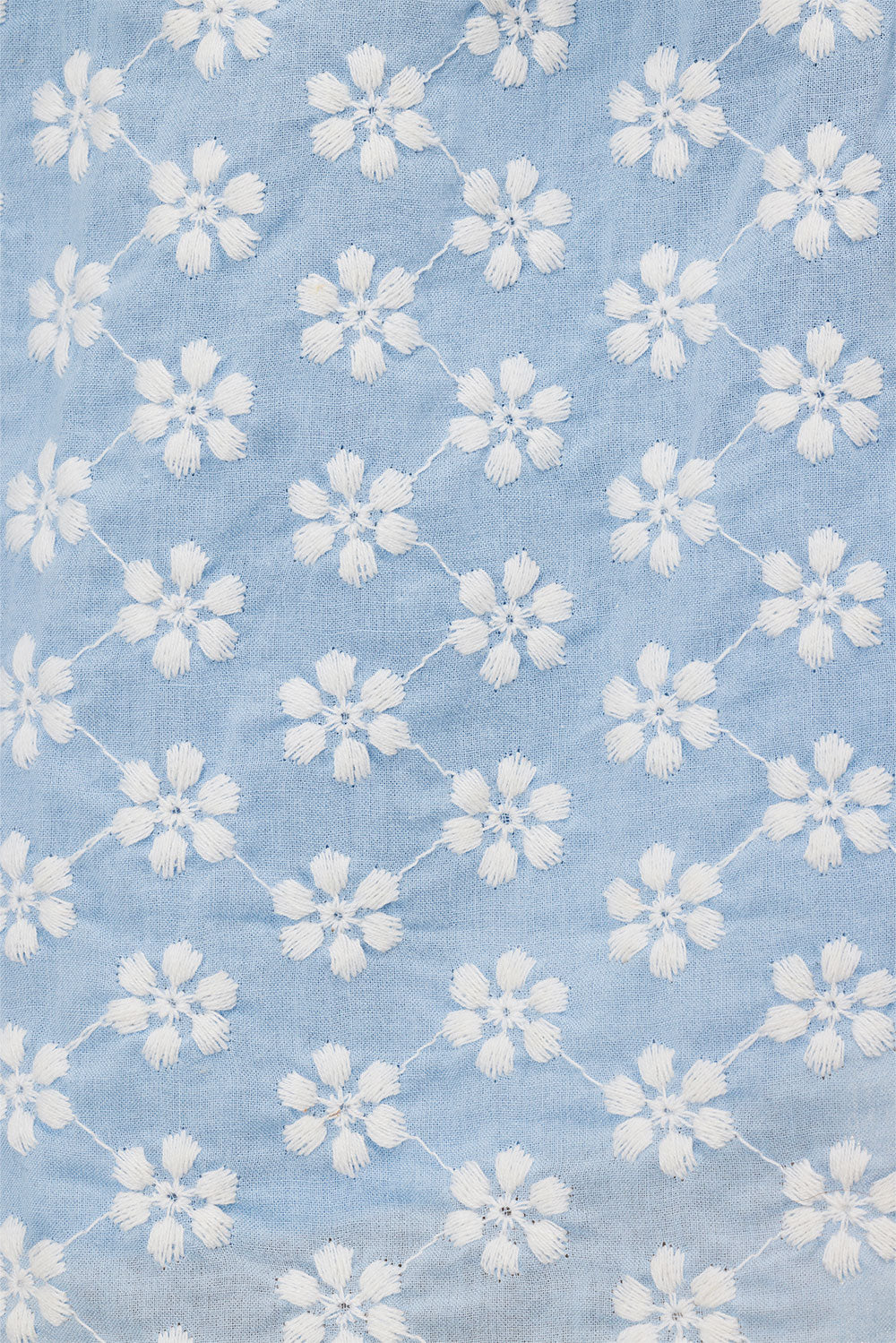Stylish Blue Jaycee Mini Dress with White Embroidered Flowers