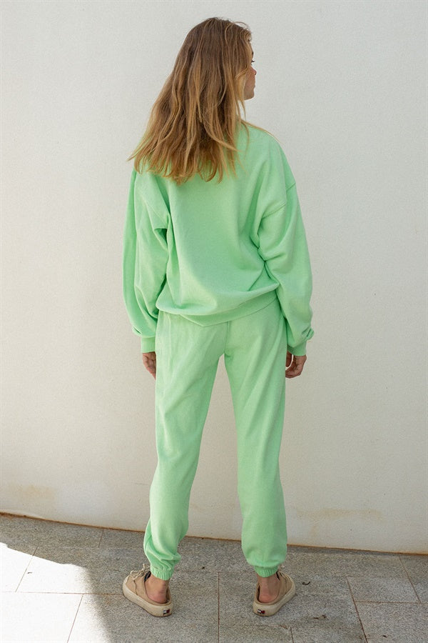 Cosy Green Natural Cotton Ivy Sweatpants for Winter